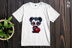 Gothic Cute Panda Holding Heart Clipart Sublimation PNG Product Image 2