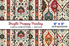 Bright Preppy Paisley Digital Paper JPG Product Image 1