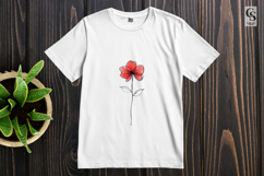 Minimal Red Flower Line Art Clipart Sublimation PNG Product Image 2