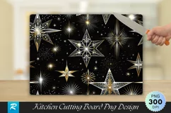 Christmas Stars and Angel Walnut Wood Cutting Board PNG Product Image 1