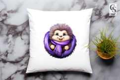 Cute Hedgehog With Scarves clipart sublimation png Product Image 3
