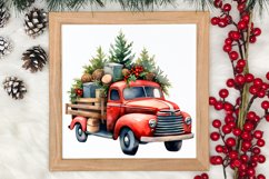 Christmas Cars Watercolor clipart, Christmas Cars Clipart Product Image 3