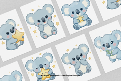 15 Bundle Watercolor Blue Koala Animal Sleeping Kids Sticker Product Image 3
