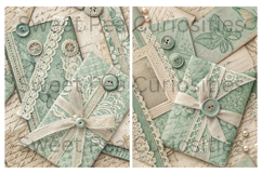 Shabby Chic, Blue/Green, Paper, Floral, Papers, Junk Journal Product Image 3