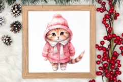 Winter Cute Pink Cat Clipart Sublimation, Christmas Pink PNG Product Image 3