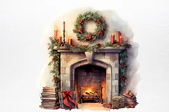 Vintage Floral Christmas Clipart PNG Product Image 3