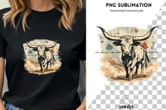 Western Longhorn Bull PNG | Cowboy Rodeo Shirt Design Product Image 1