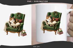 Christmas bookish cat png design for T-shirts Product Image 3