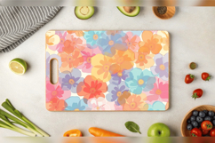 Pastel Rainbow Blooming Flowers Cutting Boards sublimation D Product Image 3