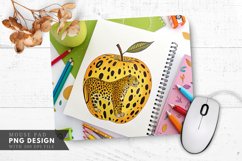 Leopard Spotted Apple with Colorful Stationery Mouse Pad PNG Product Image 1