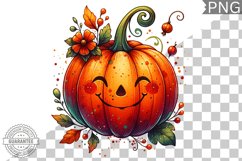 Pumpkin Flowers Sublimation - Clipart PNG Design Product Image 1