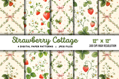 Strawberry Cottage Digital Paper JPG Product Image 1