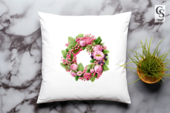 Pink Floral Wreath Spring Flowers Clipart Sublimation PNG Product Image 2