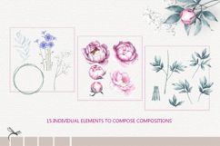 Watercolor peonies cliparts bundle Product Image 2