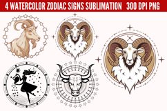 Watercolor Zodiac Signs Clipart Bundle PNG Product Image 4