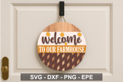 Farmhouse Fall Welcome Sign SVG | Round Door Hanger Design Product Image 3