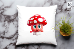 Cute Red Mushroom Clipart Sublimation PNG Product Image 3