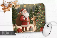 Santa and Reindeer with Bright Ornaments Mouse Pad PNG Product Image 1