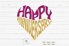 Happy Anniversary Cut File | Heart Word Art Product Image 1