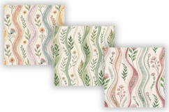 Wavy Hand Drawn Stripe Pattern Bundle, Seamless Pastel Product Image 3