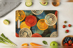 Abstract Grunge Circles Cutting Boards sublimation Design Product Image 3