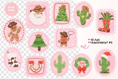 Western Winter Clipart Christmas Stamps PNG Cowboy Christmas Product Image 2
