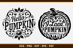 Round Fall Pumpkin Signs SVG, hello pumpkin clipart SVG PNG Product Image 3