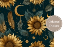 Sunflowers Tumbler Design, Boho Tumbler, Boho Flowers PNG Product Image 3