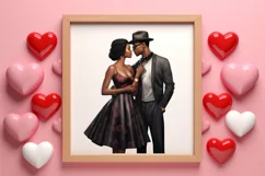 Valentines Day Black Couple Clipart, Black Couple Clipart Product Image 1