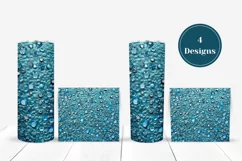 Crystals Tumbler Sublimation, Blue Glitter Tumbler Template Product Image 3