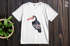 Floral Toucan Watercolor Clipart Sublimation PNG Product Image 3