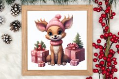 Cute Pink Christmas Animals Clipart Sublimation Product Image 3