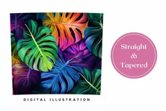 Neon Tropical Leaves Tumbler Wrap Design, Colorful Tumbler Product Image 3
