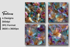 Iridescent Flowers Pattern Digital Paper Product Image 3