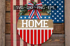 Home SVG, 4th Of July Wood Round Sign Product Image 2