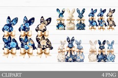 Floral Bunny Clipart. Spring Bunny Sublimation Product Image 1
