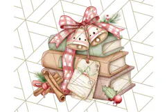 Christmas Book Clipart, Festive Reading PNG Illustrations Product Image 3