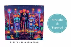 Colorful Tumbler Wrap Design, Neon Skeletons Tumbler Design Product Image 3