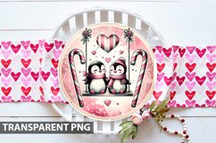 Valentine Penguin Round Sign Sublimation - Clipart PNG Product Image 4