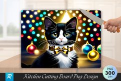 Festive Tuxedo Kitten Cutting Board Sublimation Product Image 1