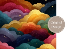 Glitter Clouds Tumbler Wrap, Colorful Tumbler Template Product Image 3