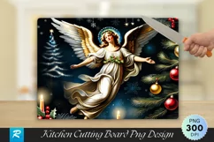 Vintage Christmas Angel Engraved Cutting Board PNG Design Product Image 1