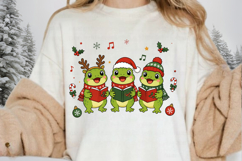 Cute Christmas Frog Carolers PNG, Singing Frogs Christmas Product Image 2
