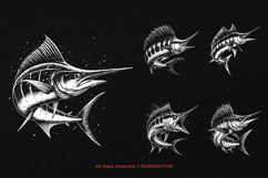 10 Bundle Dark Art Marlin Fish Animal Fishing Sport Sea Product Image 5