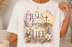 Jesus Saved My Life Christian Floral Cross SVG Product Image 1