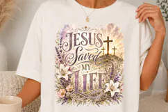 Jesus Saved My Life Christian Floral Cross SVG Product Image 1