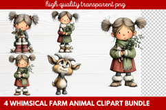 4 Whimsical Farm Animal Clipart | Cute Farm Animals PNG Set Product Image 1