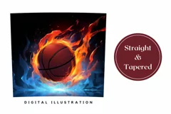 Fire Basketball Ball Tumbler Design, Basketball Sublimation Product Image 3