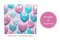 Blue Ctystal Love Hearts Tumbler Wrap, Valentine's Day PNG Product Image 3