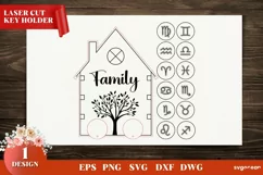 Family Zodiac Key Holder | Zodiac Keychain SVG | 2 Members Product Image 1